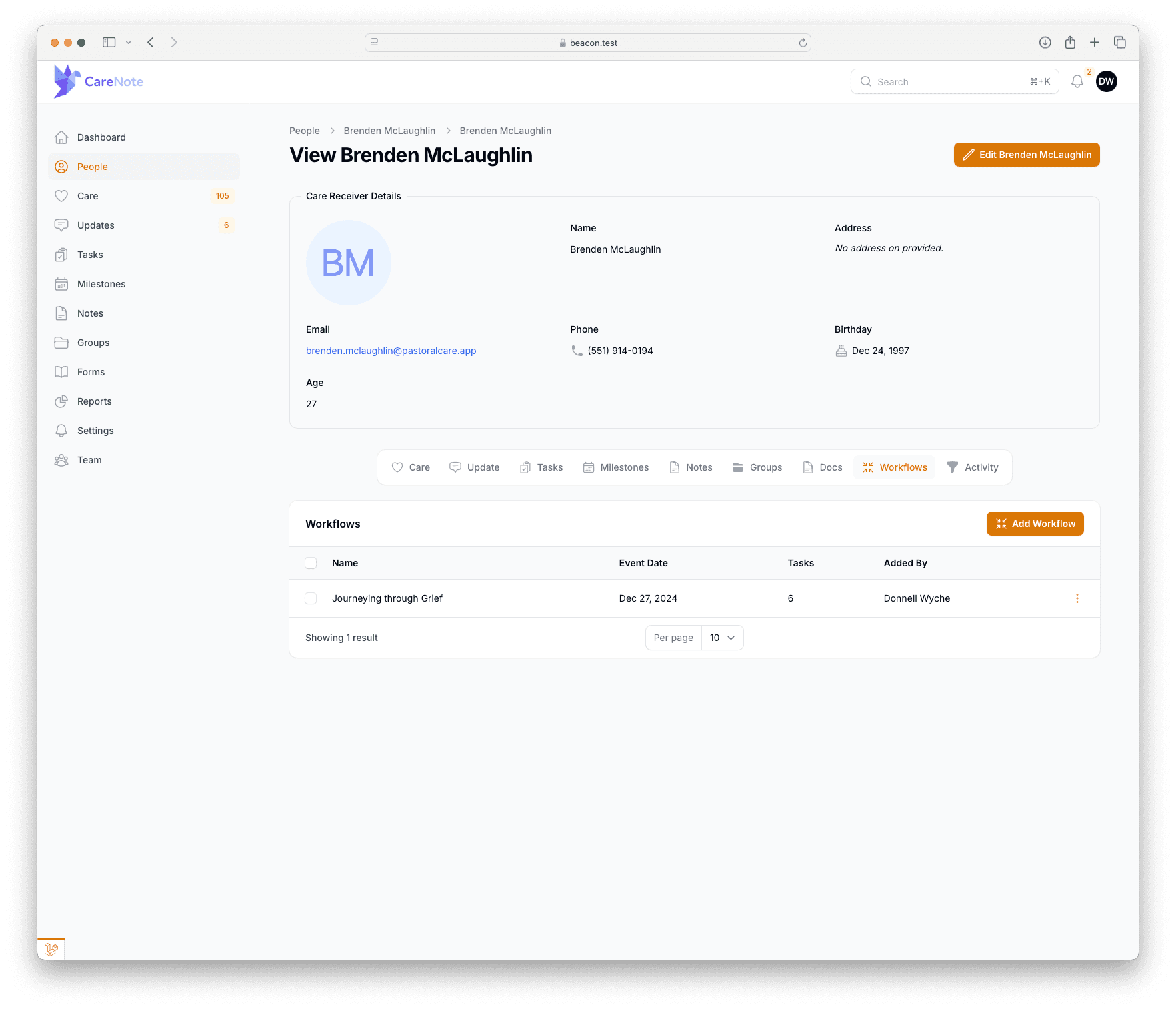 CareNote Tasks Screenshot