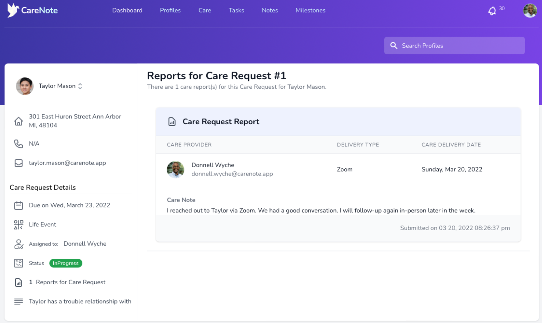 CareNote Report Interface